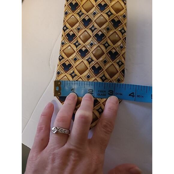 Walt Disney World Gold & Blue Mickey Mouse Heads Silk Tie Classic Length 60" - Picture 3 of 5